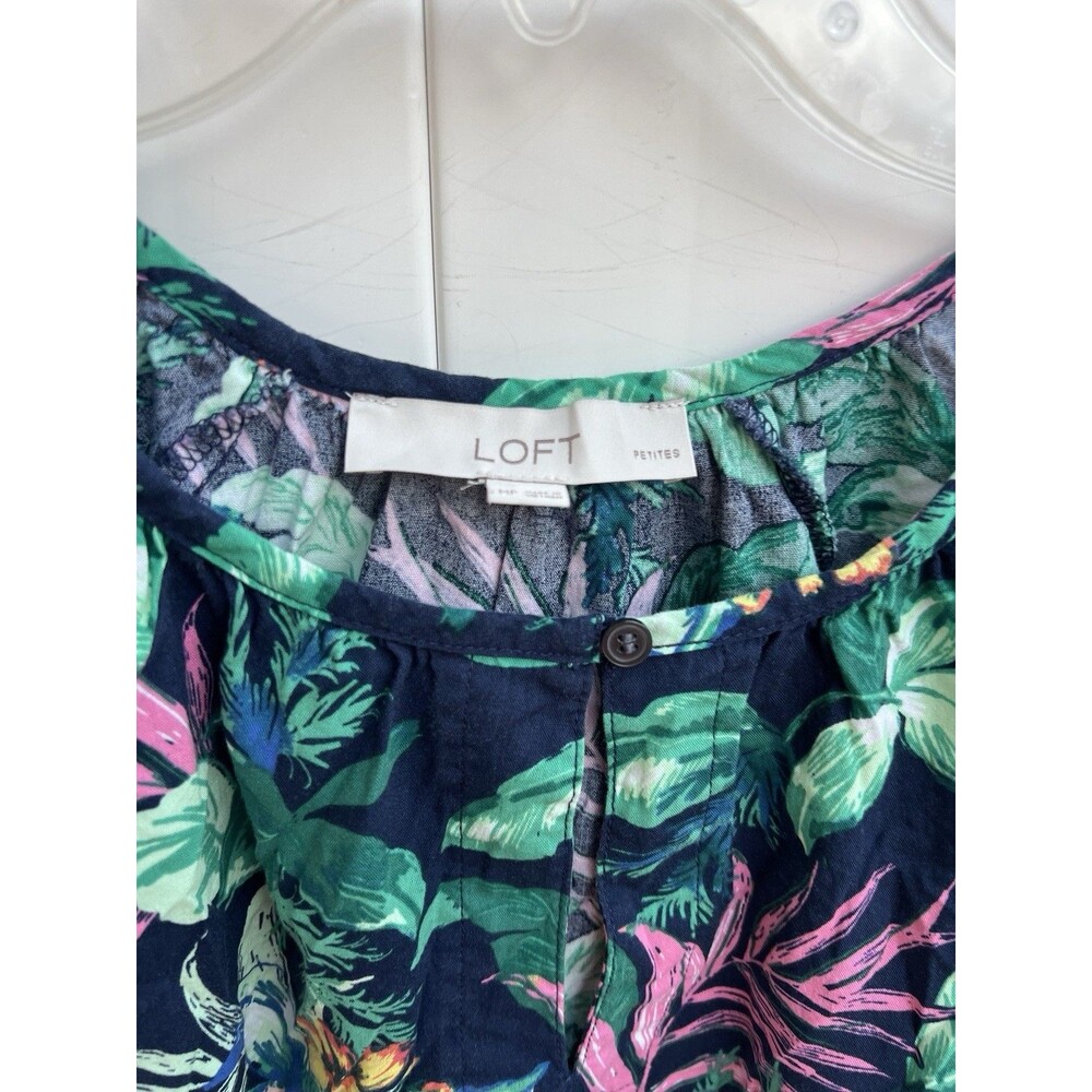LOFT Women’s Sleeveless Blouse Floral Petites PM Colorful Boxy - Picture 2 of 4
